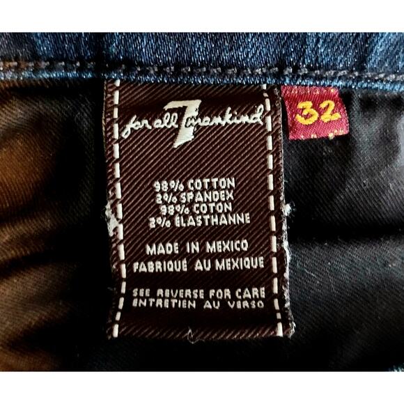 7 For All Mankind Bootcut Medium Wash Blue Denim Jeans Whiskering Men's Sz 32x33 - Picture 6 of 8